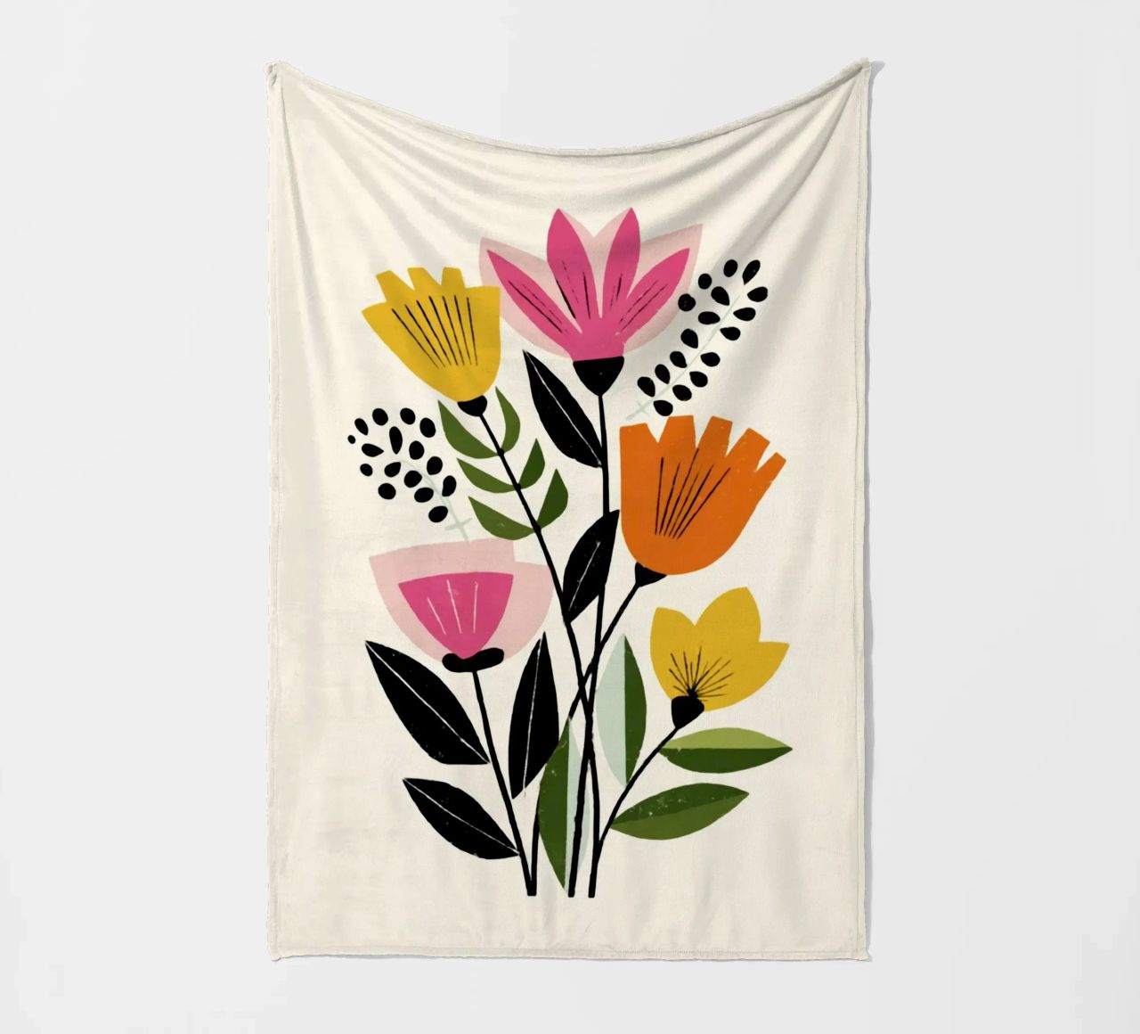 Forme botaniche astratte in un mix di colori retrò coperta in pile da Modern Muse