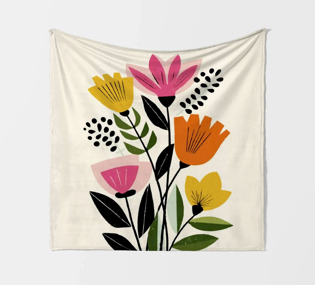 Forme botaniche astratte in un mix di colori retrò coperta in pile da Modern Muse