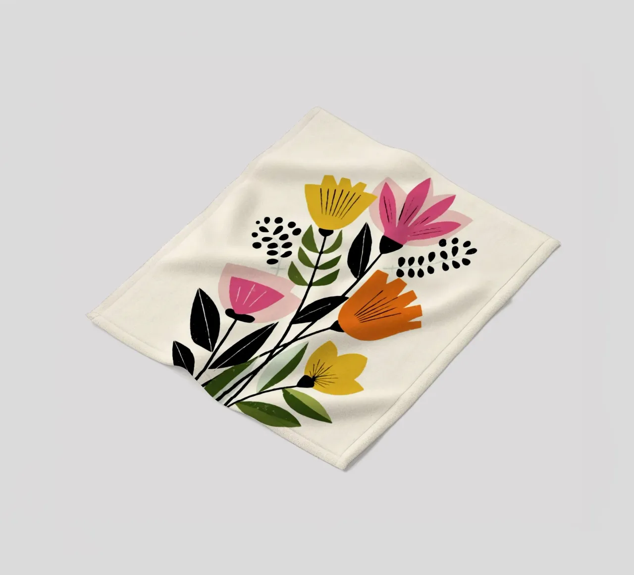 Forme botaniche astratte in un mix di colori retrò coperta in pile da Modern Muse