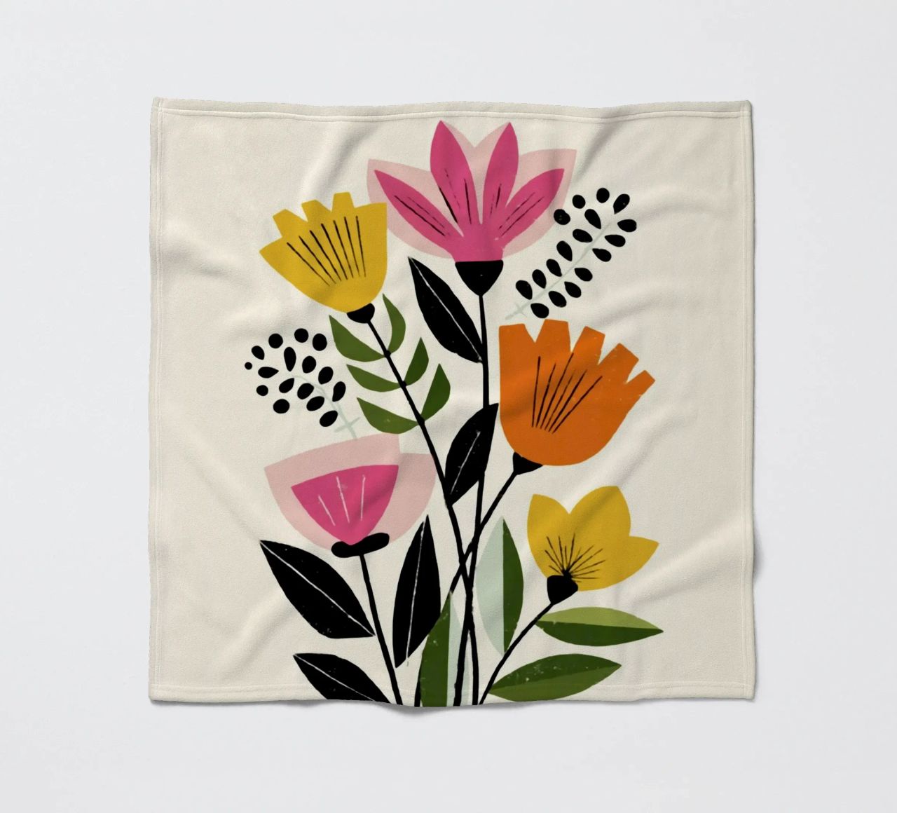 Forme botaniche astratte in un mix di colori retrò coperta in pile da Modern Muse