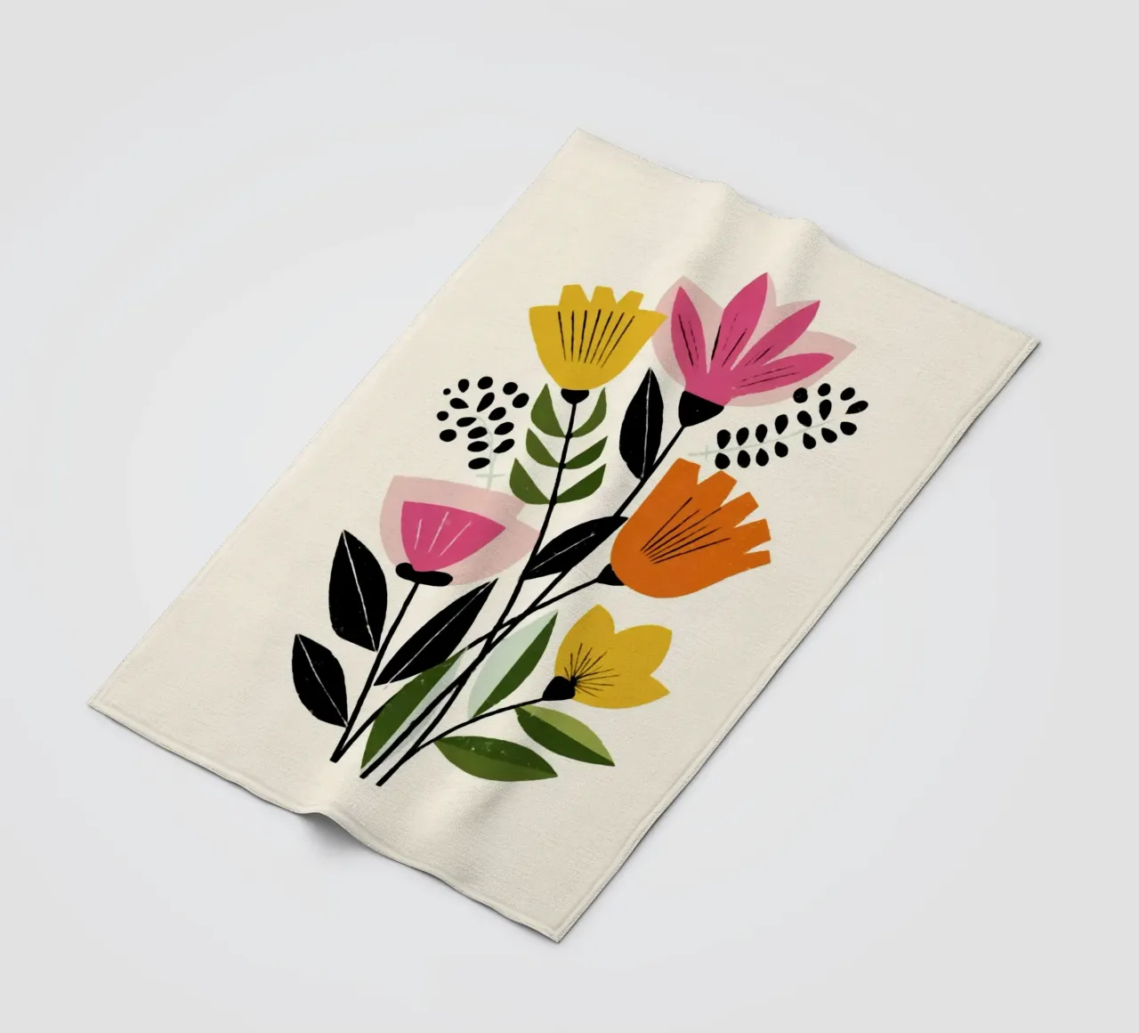 Forme botaniche astratte in un mix di colori retrò coperta in pile da Modern Muse