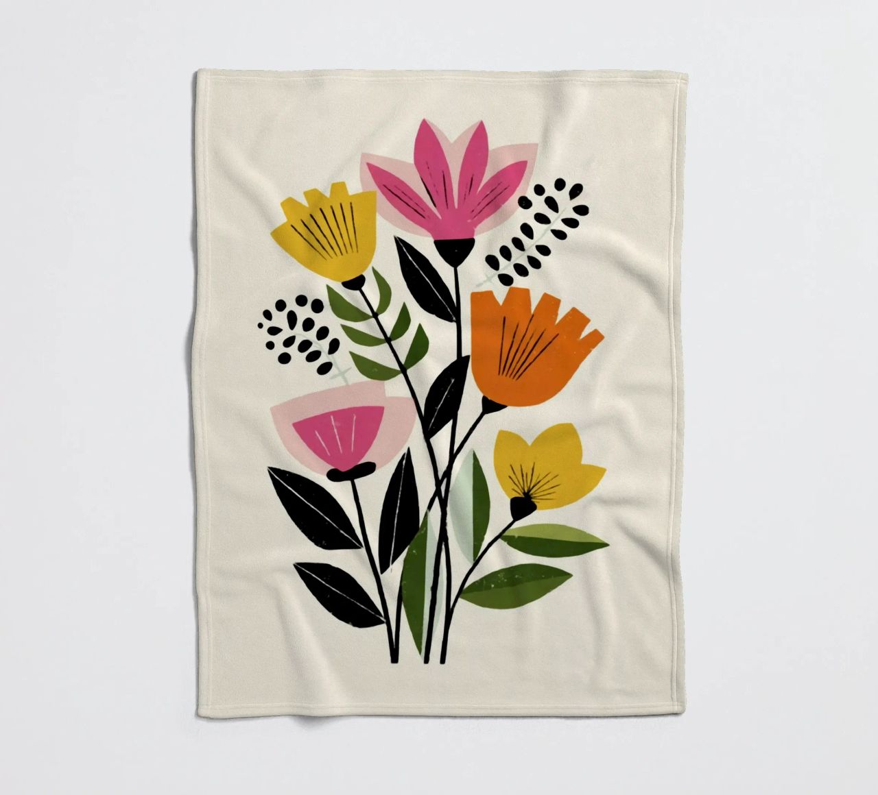 Forme botaniche astratte in un mix di colori retrò coperta in pile da Modern Muse