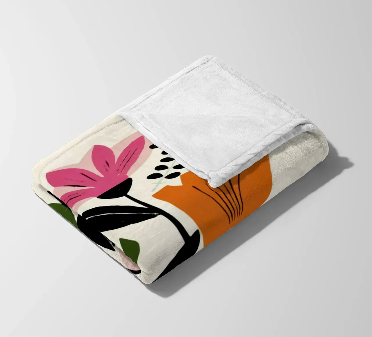 Abstract Botanical Shapes in Retro Color Mix fleece blanket by Modern Muse