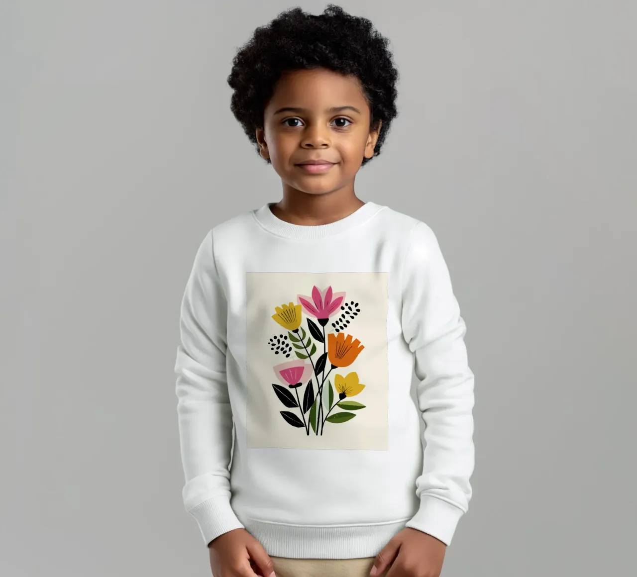 Formas botánicas abstractas en mezcla de colores retro sudadera para niño de Modern Muse