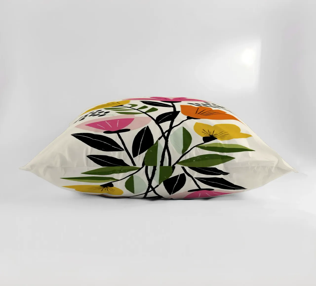 Abstracte botanische vormen in een retro kleurenmix kussen van Modern Muse