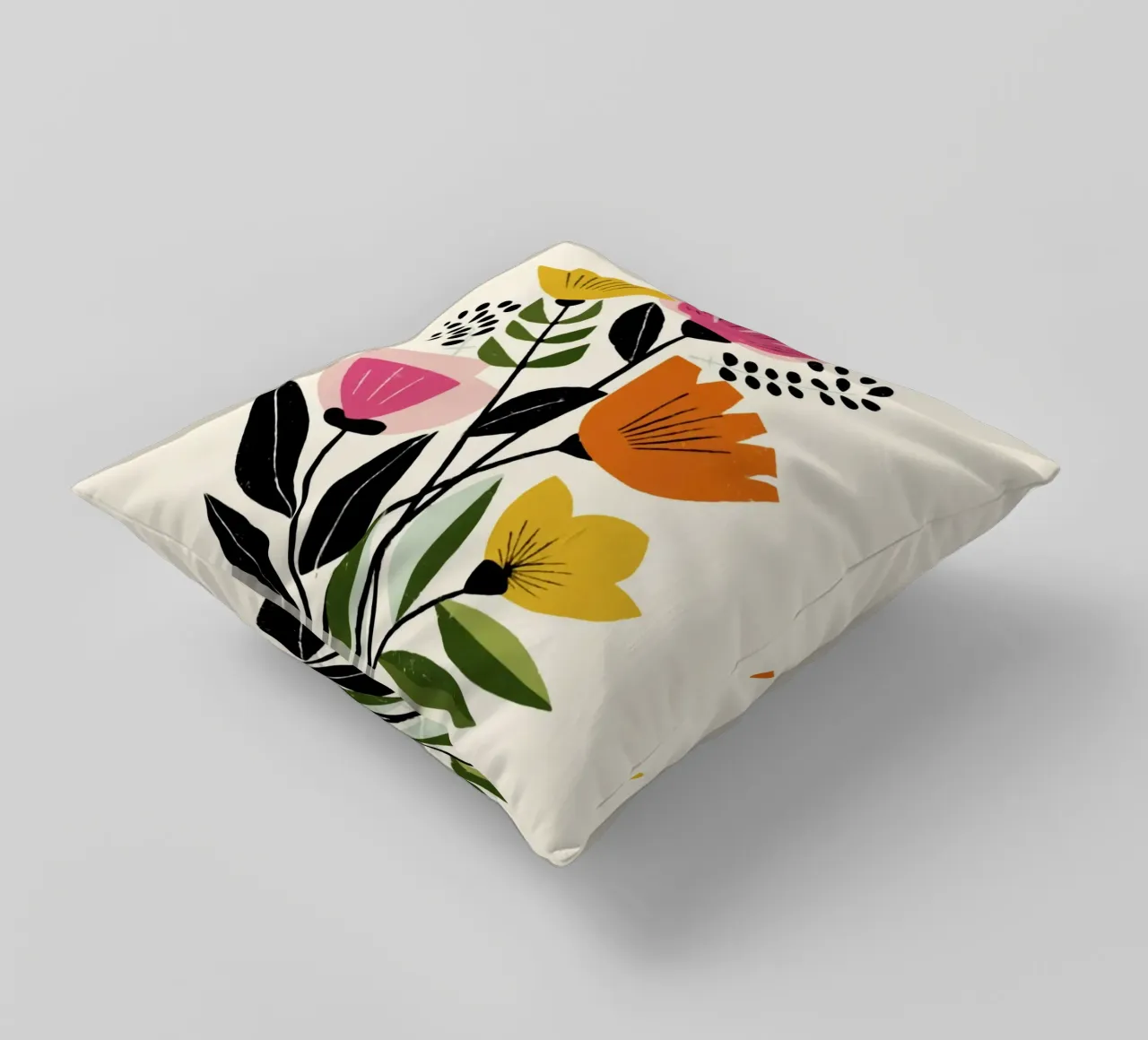 Abstracte botanische vormen in een retro kleurenmix kussen van Modern Muse