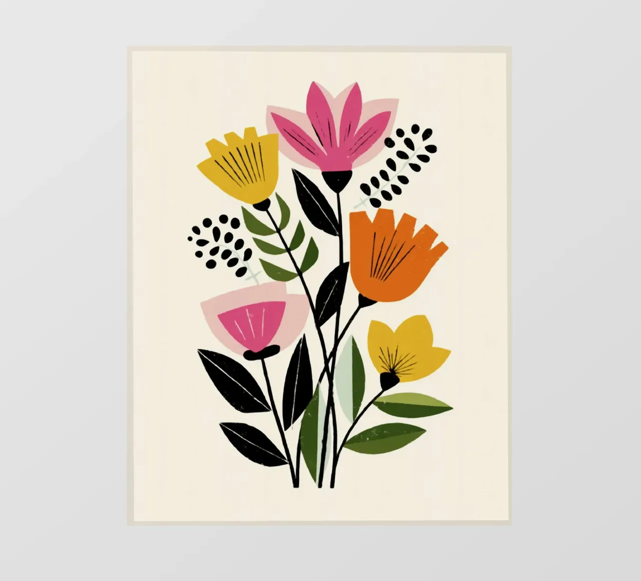 Forme botaniche astratte in un mix di colori retrò telo in pvc da Modern Muse