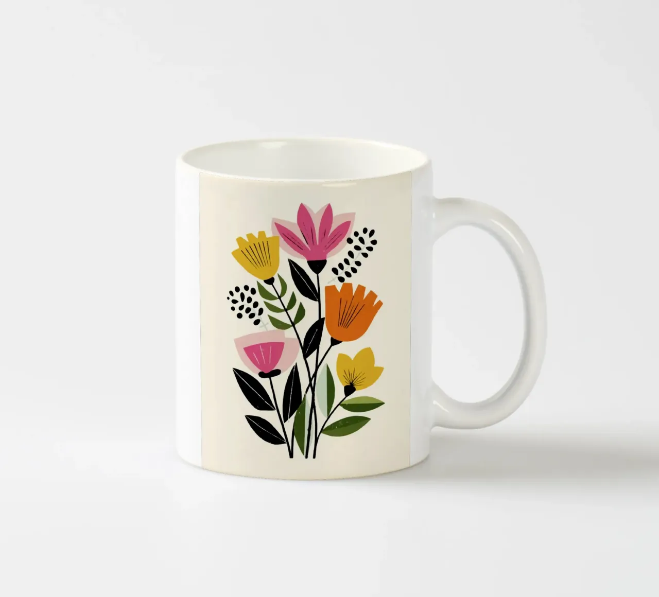 Abstracte botanische vormen in een retro kleurenmix keramische mok van Modern Muse