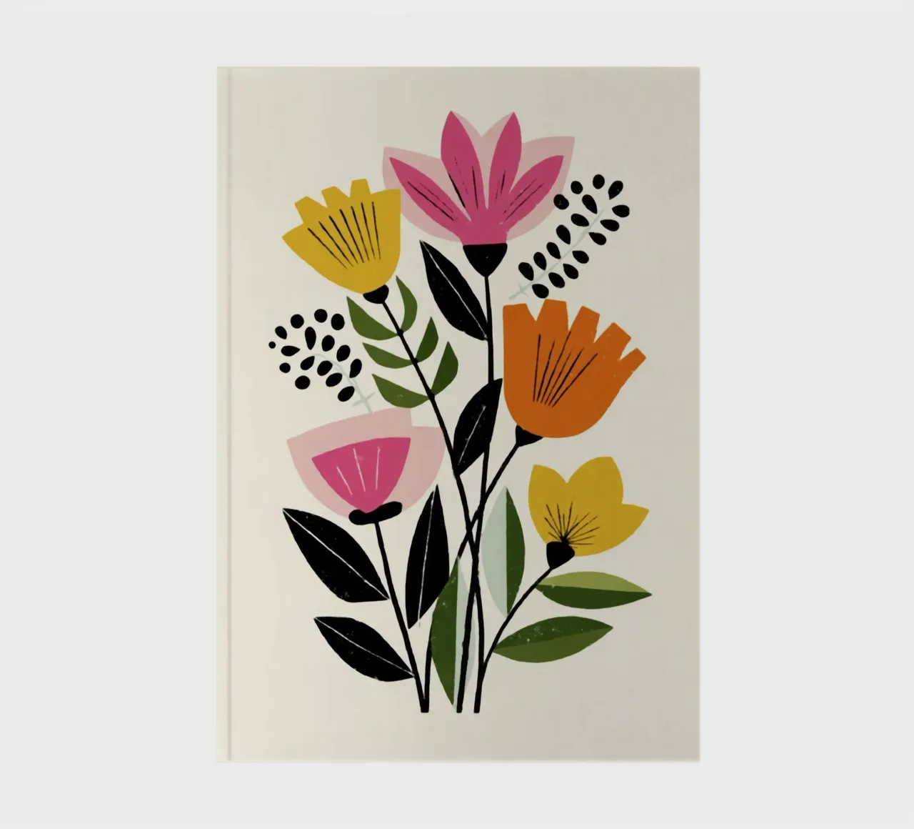 Abstract Botanical Shapes in Retro Color Mix notebook by Modern Muse