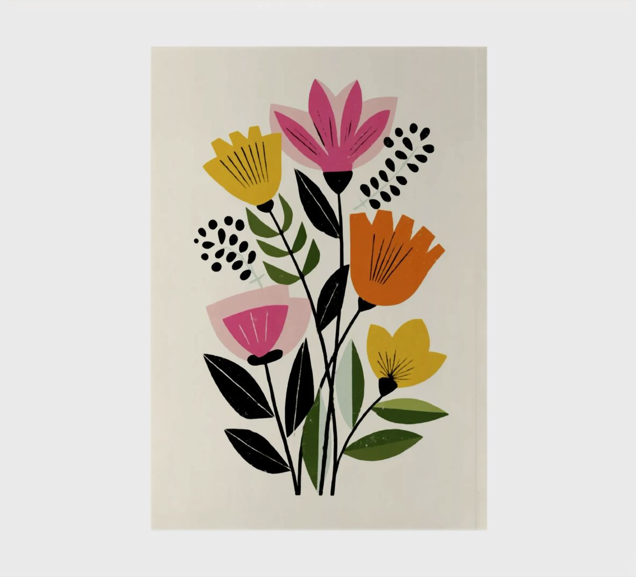 Abstract Botanical Shapes in Retro Color Mix notebook by Modern Muse
