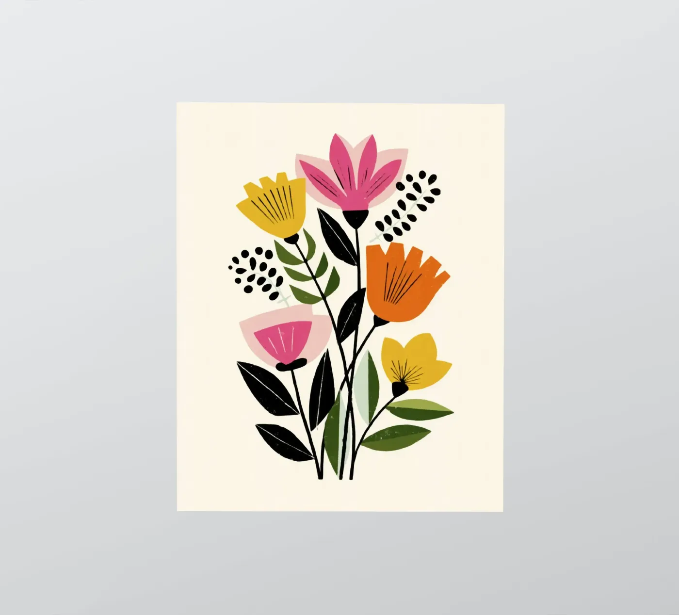 Forme botaniche astratte in un mix di colori retrò adesivo da Modern Muse