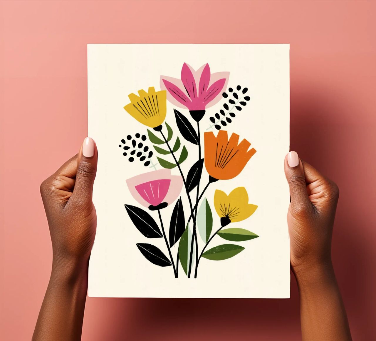 Forme botaniche astratte in un mix di colori retrò foglio adesivo da Modern Muse