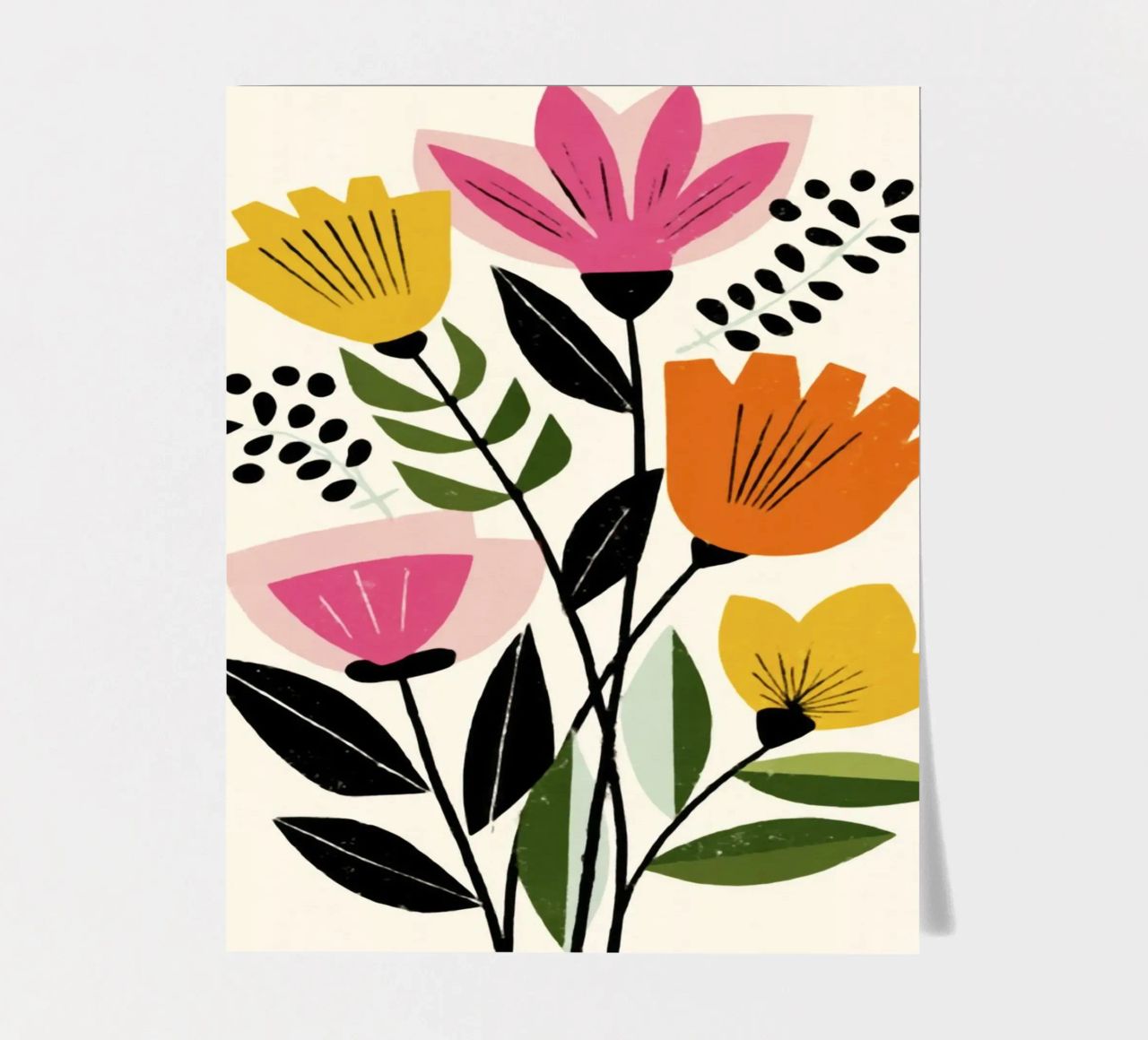Forme botaniche astratte in un mix di colori retrò foglio adesivo da Modern Muse