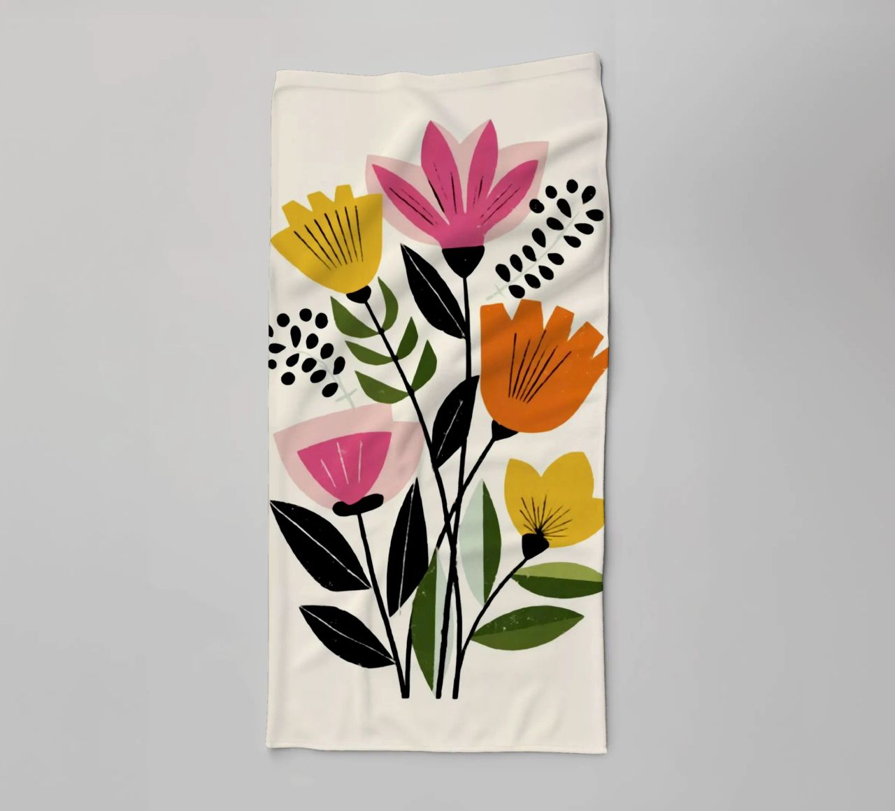 Forme botaniche astratte in un mix di colori retrò asciugamano da bagno da Modern Muse