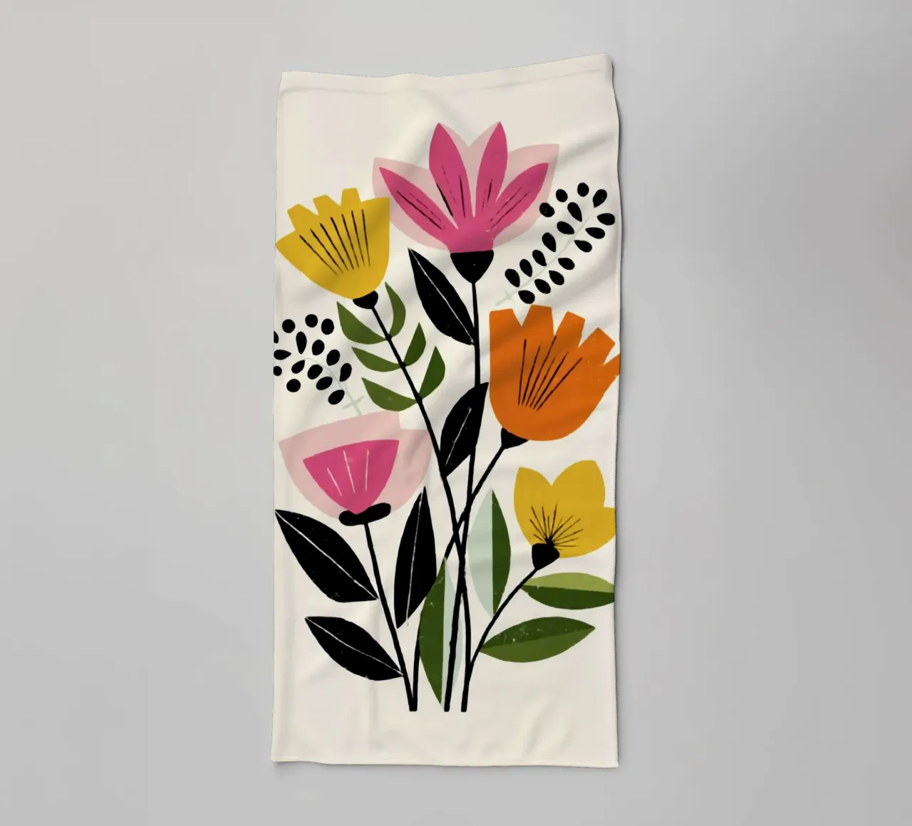 Formes botaniques abstraites dans un mélange de couleurs rétro serviette de bain de Modern Muse