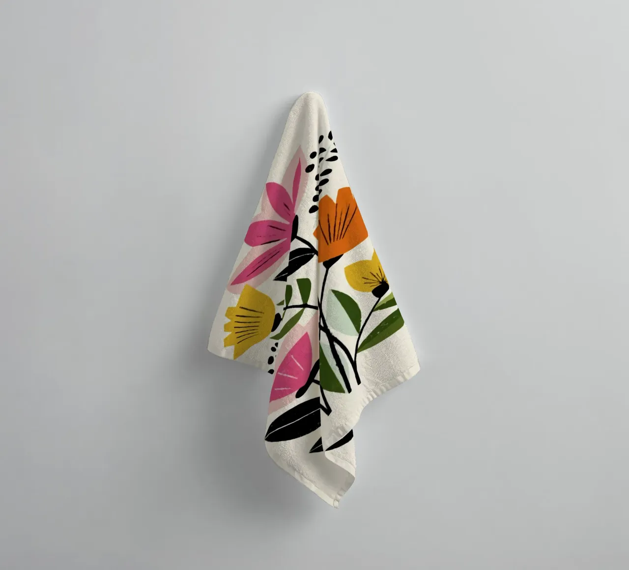 Formes botaniques abstraites dans un mélange de couleurs rétro serviette de bain de Modern Muse