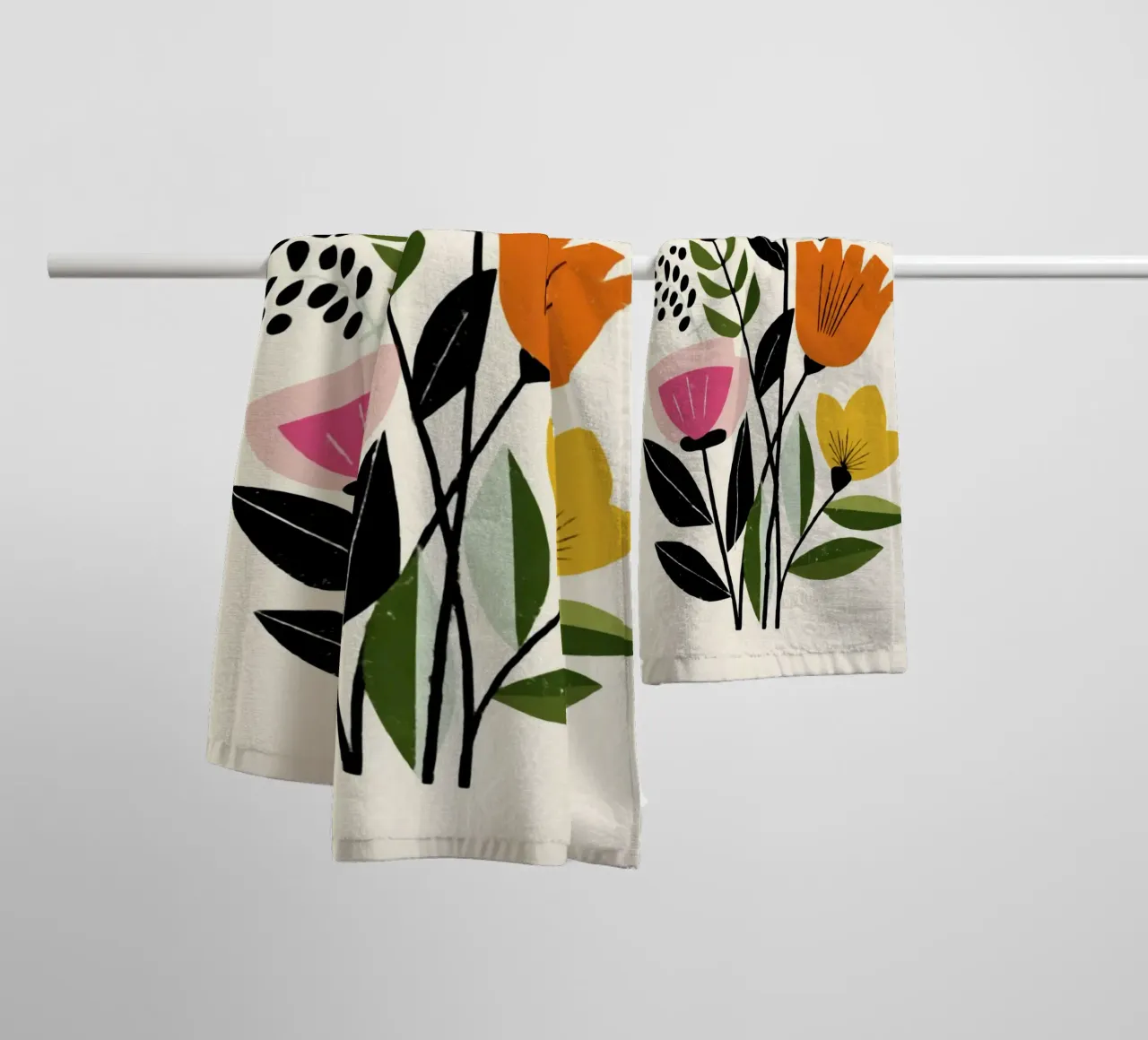 Abstract Botanical Shapes in Retro Color Mix towel by Modern Muse