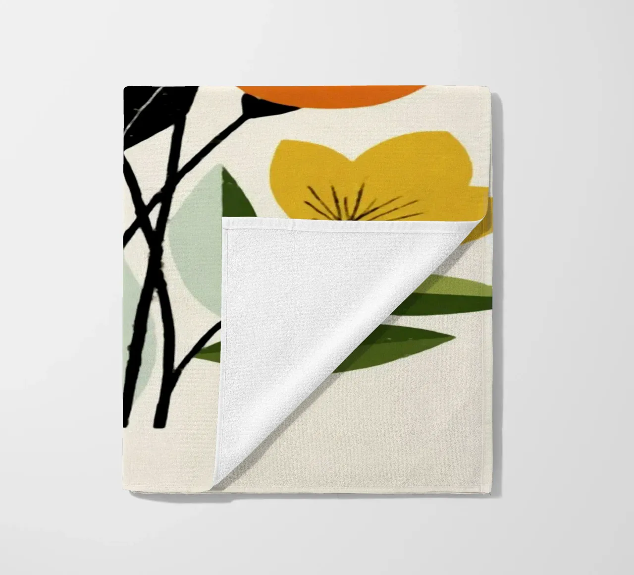 Abstracte botanische vormen in een retro kleurenmix strandhanddoek van Modern Muse