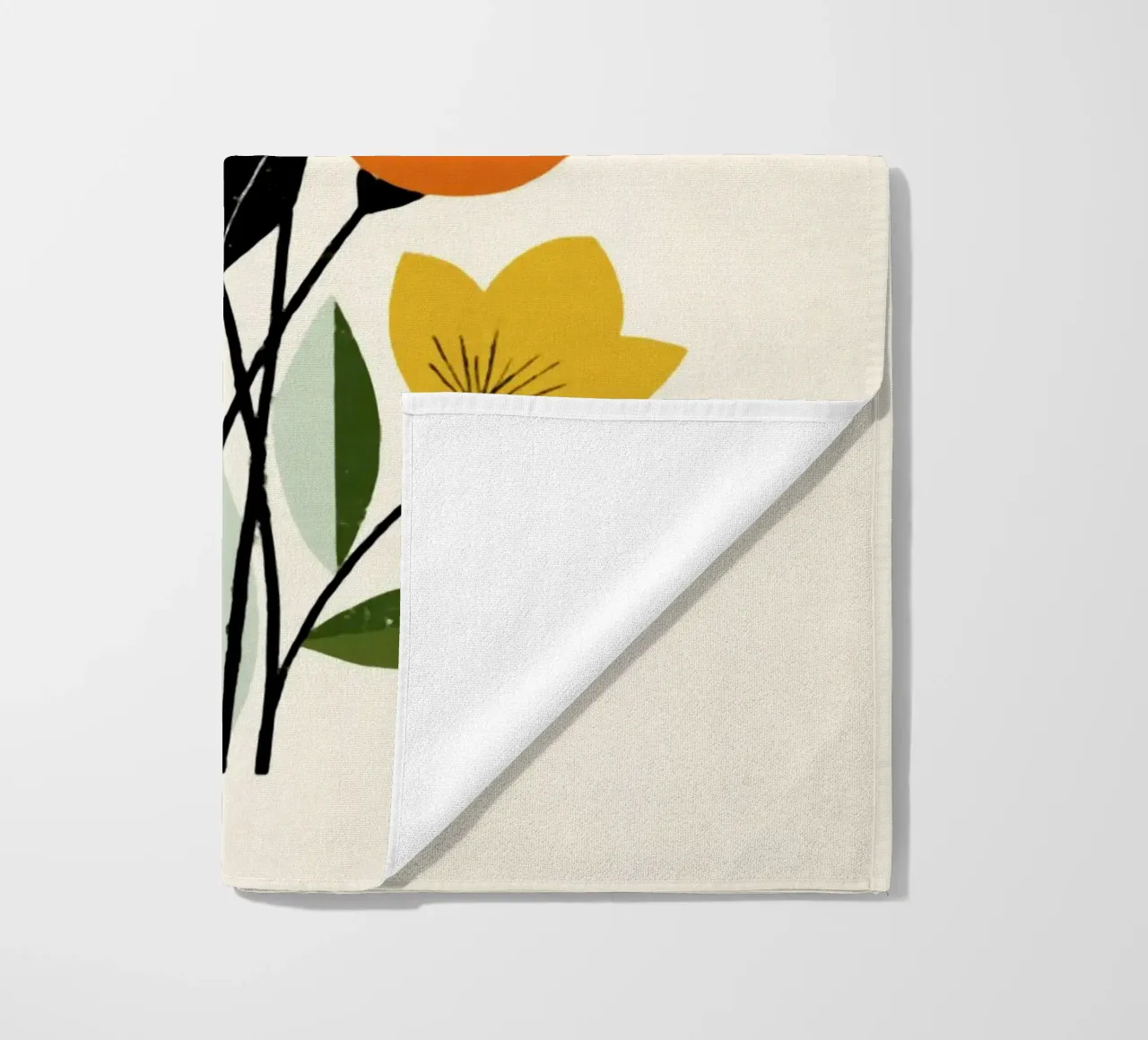 Abstracte botanische vormen in een retro kleurenmix strandhanddoek van Modern Muse