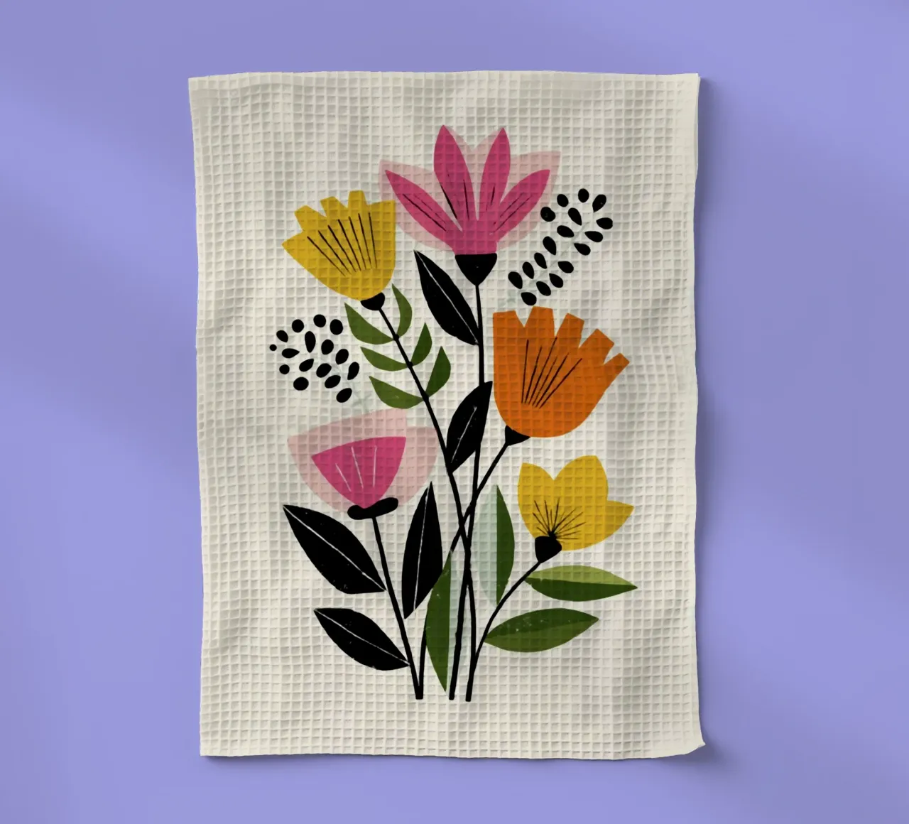 Forme botaniche astratte in un mix di colori retrò canovaccio da cucina da Modern Muse