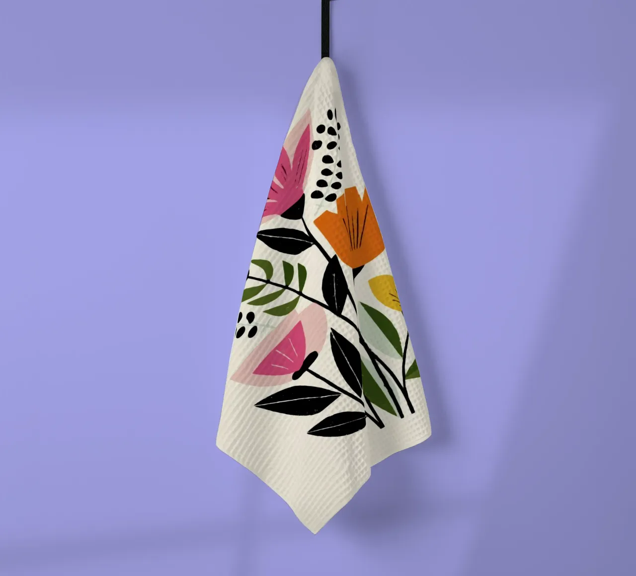 Formas botánicas abstractas en mezcla de colores retro paño de cocina de Modern Muse