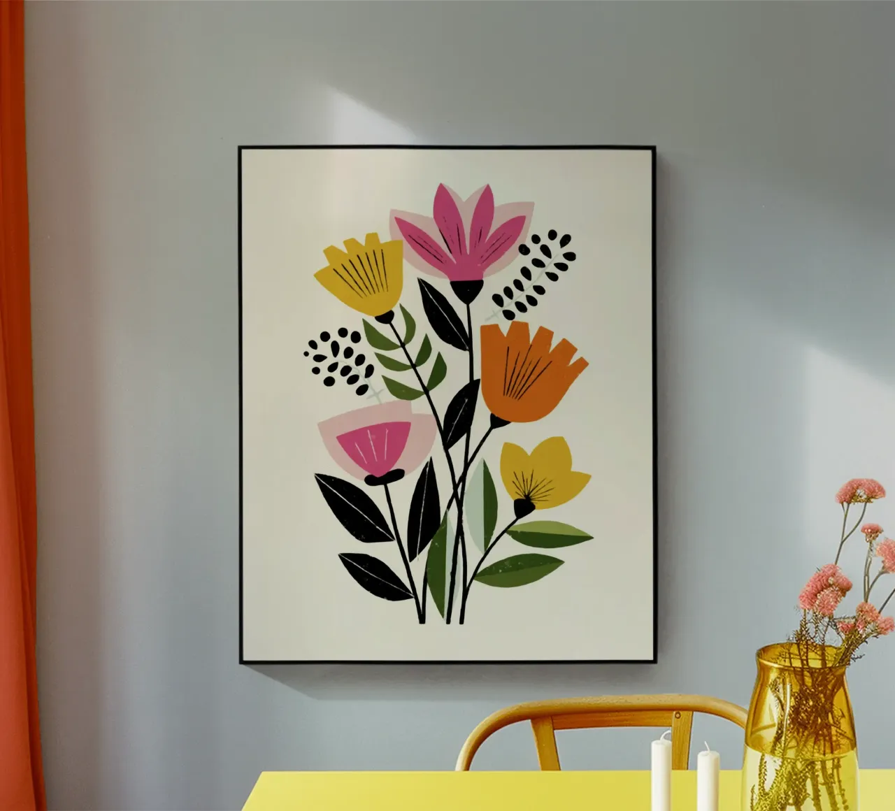 Forme botaniche astratte in un mix di colori retrò plexiglass da Modern Muse