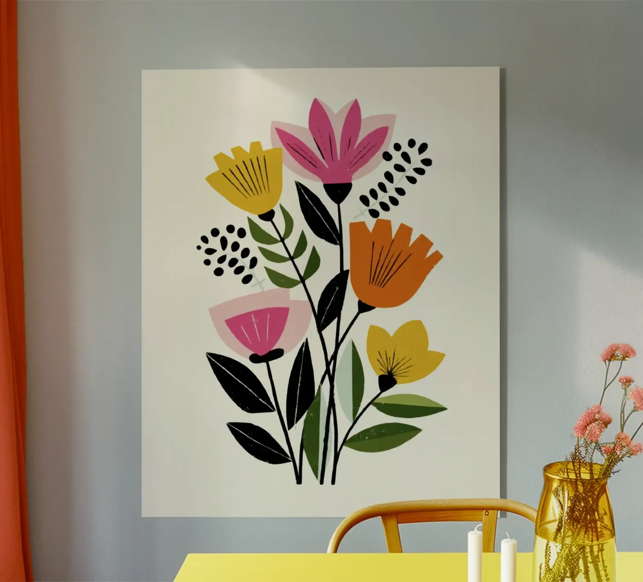 Forme botaniche astratte in un mix di colori retrò plexiglass da Modern Muse