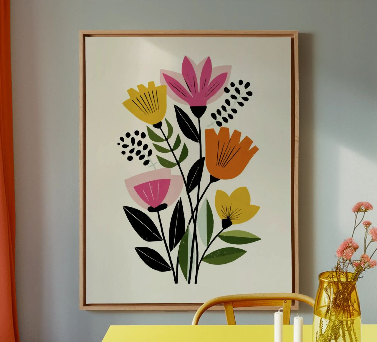 Forme botaniche astratte in un mix di colori retrò tela da Modern Muse