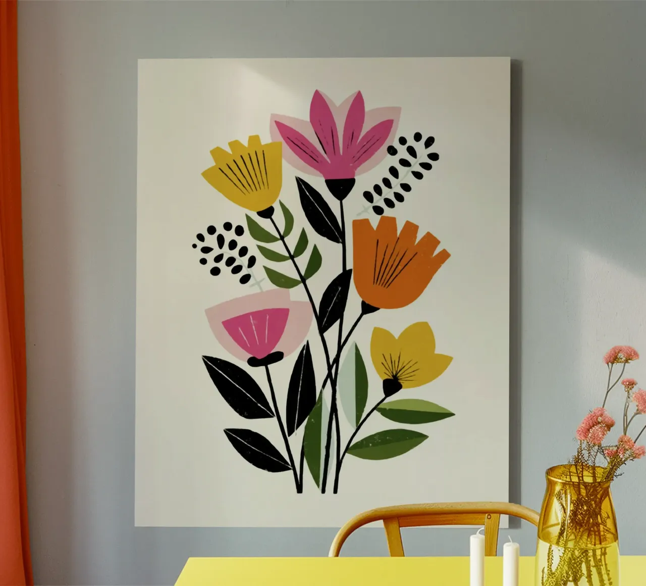 Abstract Botanical Shapes in Retro Color Mix canvas by Modern Muse