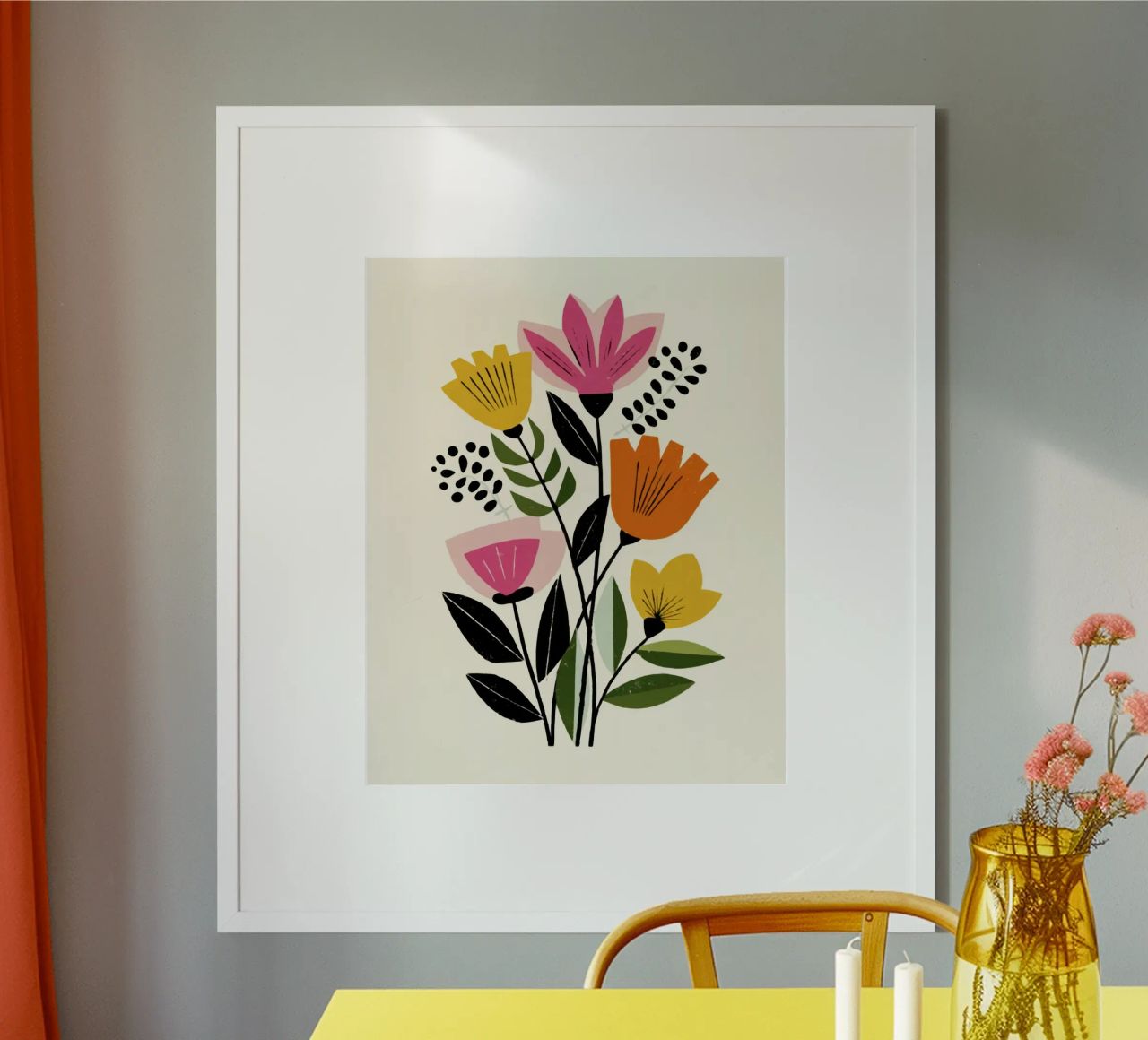 Abstrakte botanische Formen im Retro-Farbmix Poster von Modern Muse