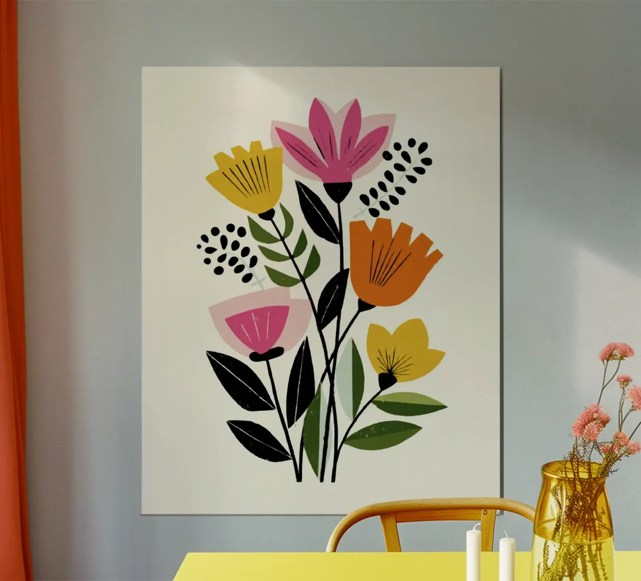 Forme botaniche astratte in un mix di colori retrò poster da Modern Muse