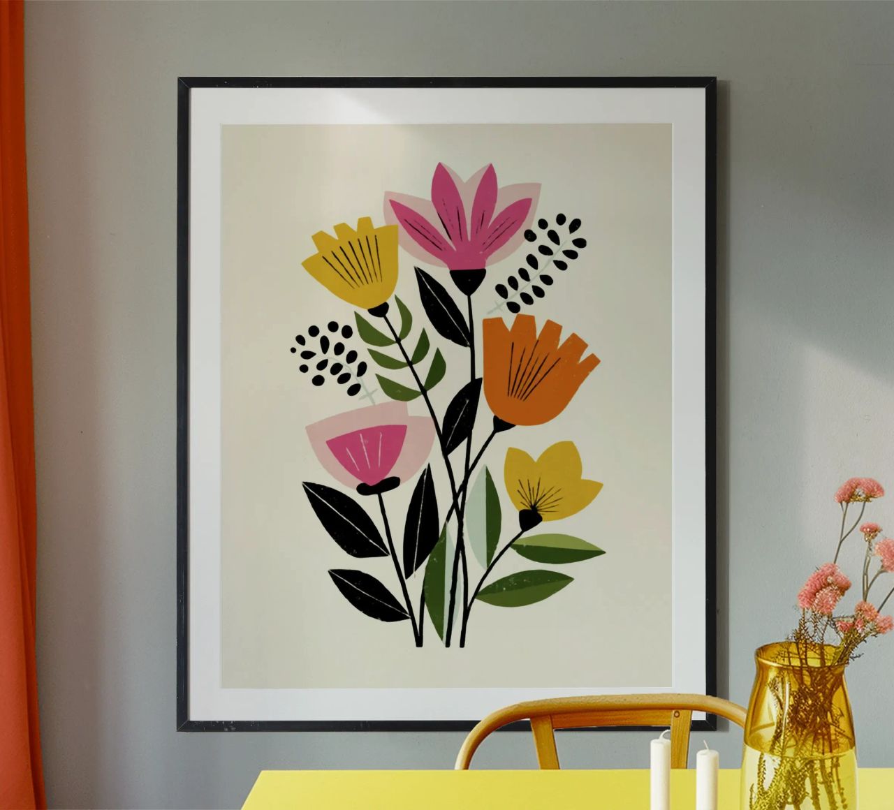 Abstrakte botanische Formen im Retro-Farbmix Poster von Modern Muse