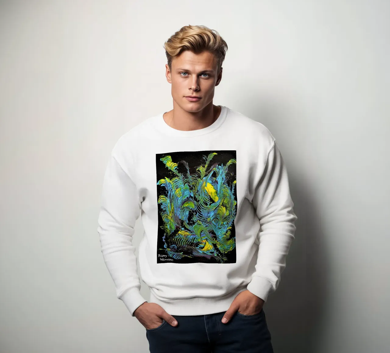 MESSAGE FROM THE HEART 18 Sweatshirt von Thierry Vobmann Abstract painting