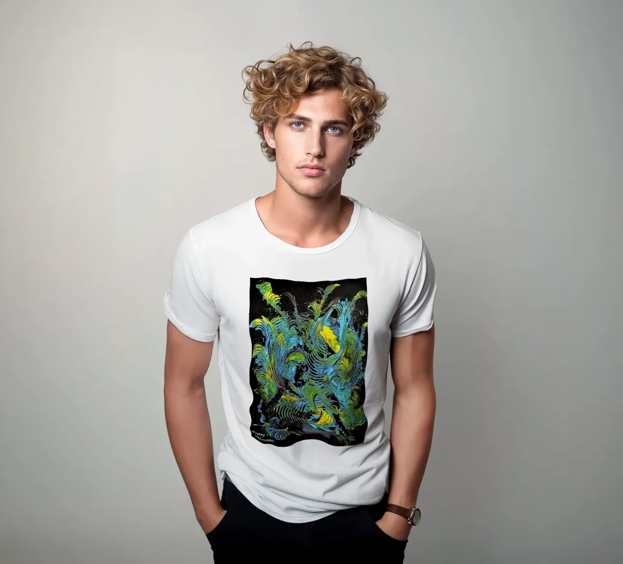 MESSAGE FROM THE HEART 18 t-shirt da Thierry Vobmann Abstract painting