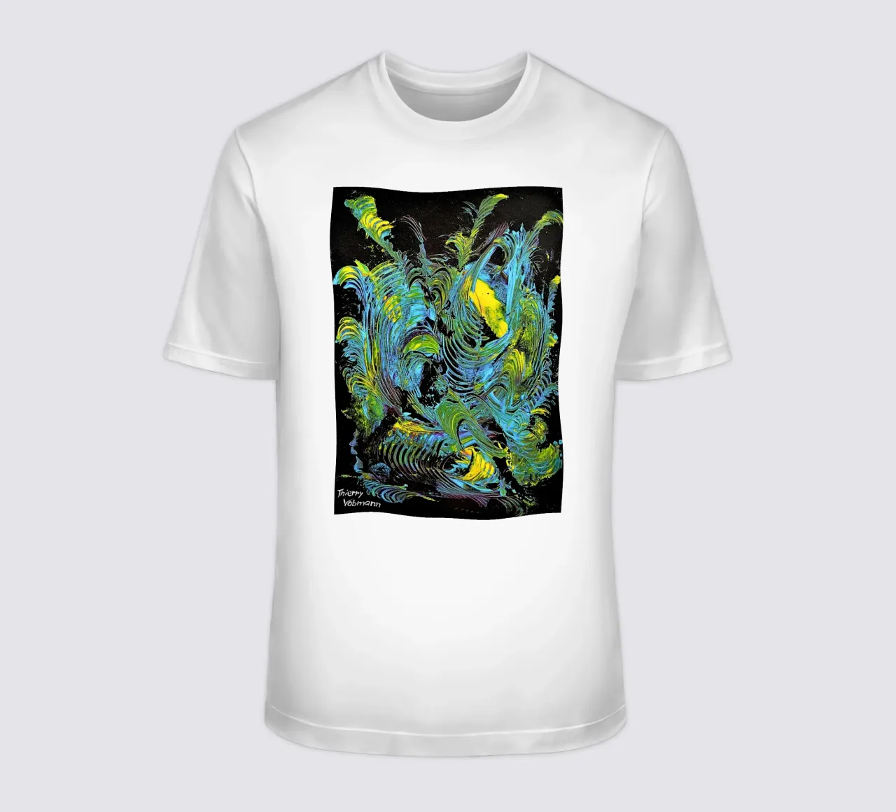 MESSAGE FROM THE HEART 18 t-shirt da Thierry Vobmann Abstract painting