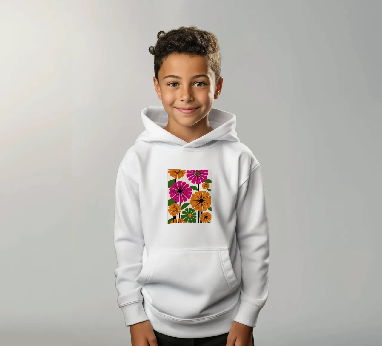 Forme botaniche astratte in un mix di colori retrò felpa bambino con cappuccio da Modern Muse