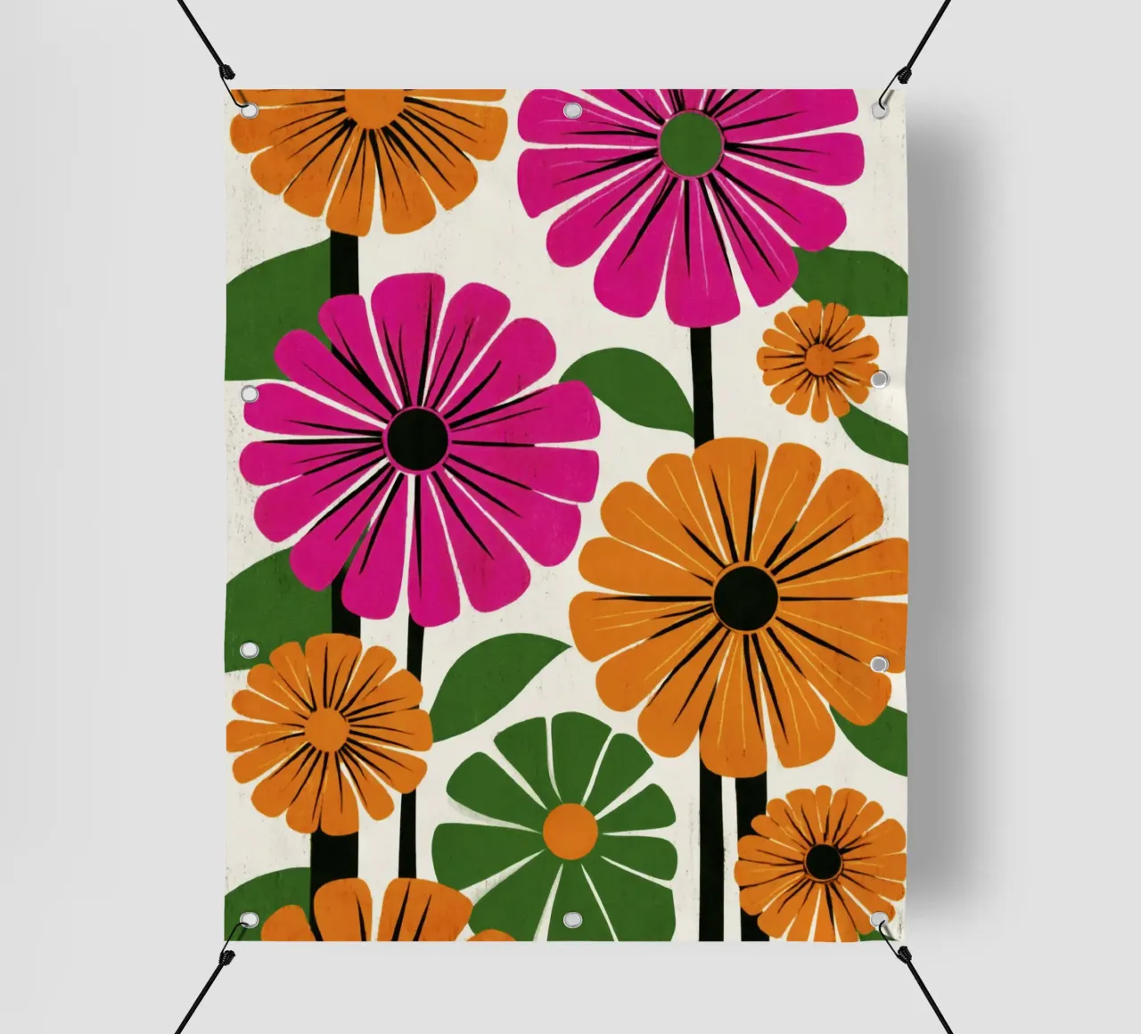 Forme botaniche astratte in un mix di colori retrò telo in pvc da Modern Muse