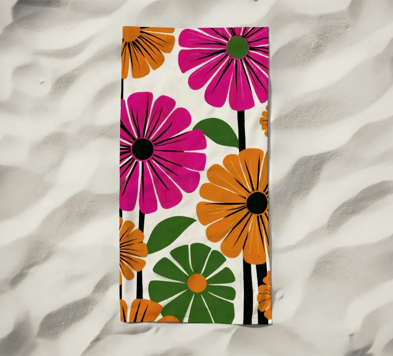 Forme botaniche astratte in un mix di colori retrò telo mare da Modern Muse