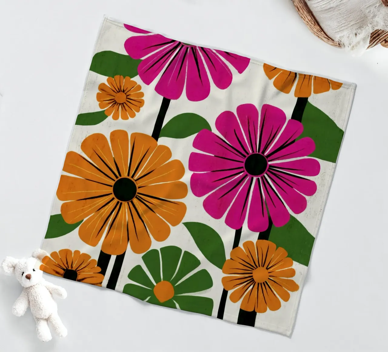 Forme botaniche astratte in un mix di colori retrò coperta in pile da Modern Muse