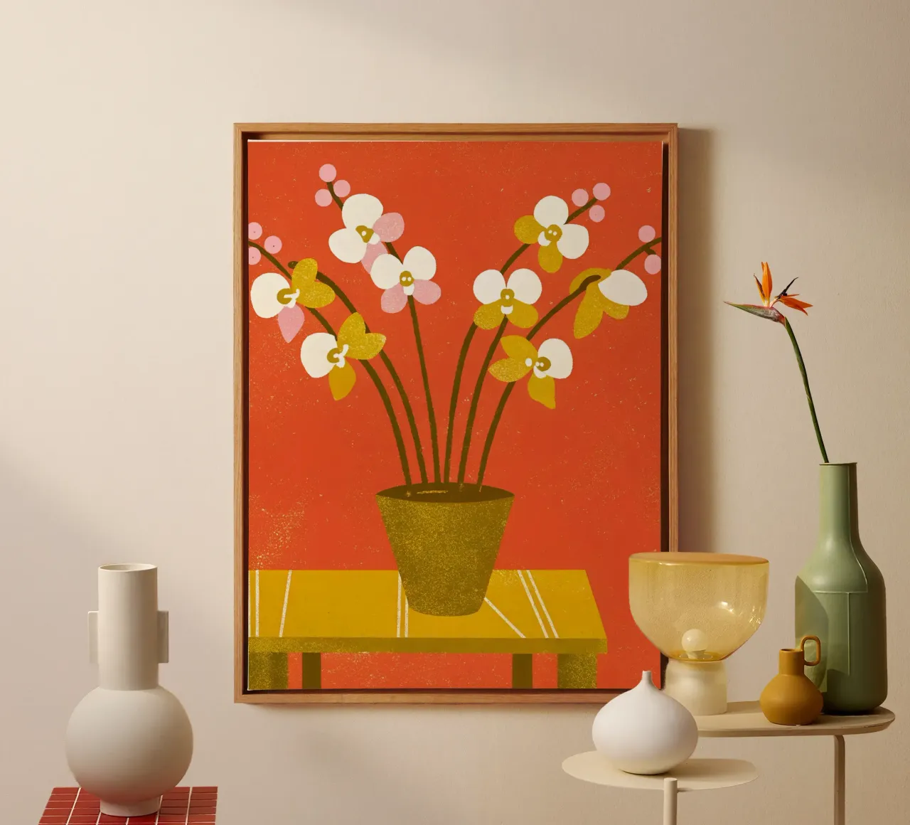 Vaso di fiori retrò pop tela con Cornice a cassetta da THE LATEST SHOP