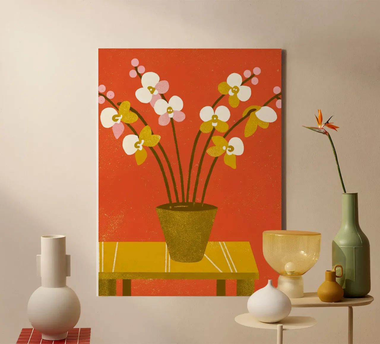 Vaso di fiori retrò pop tela con Cornice a cassetta da THE LATEST SHOP