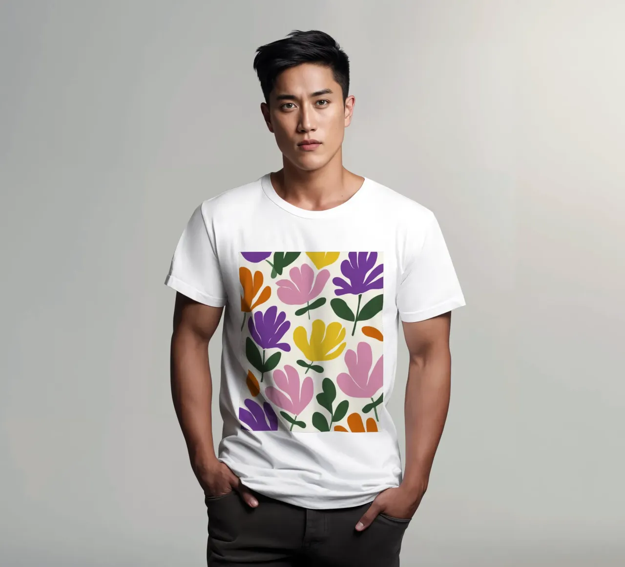 Forme botaniche astratte di fiori primaverili in un mix di colori retrò t-shirt da Modern Muse