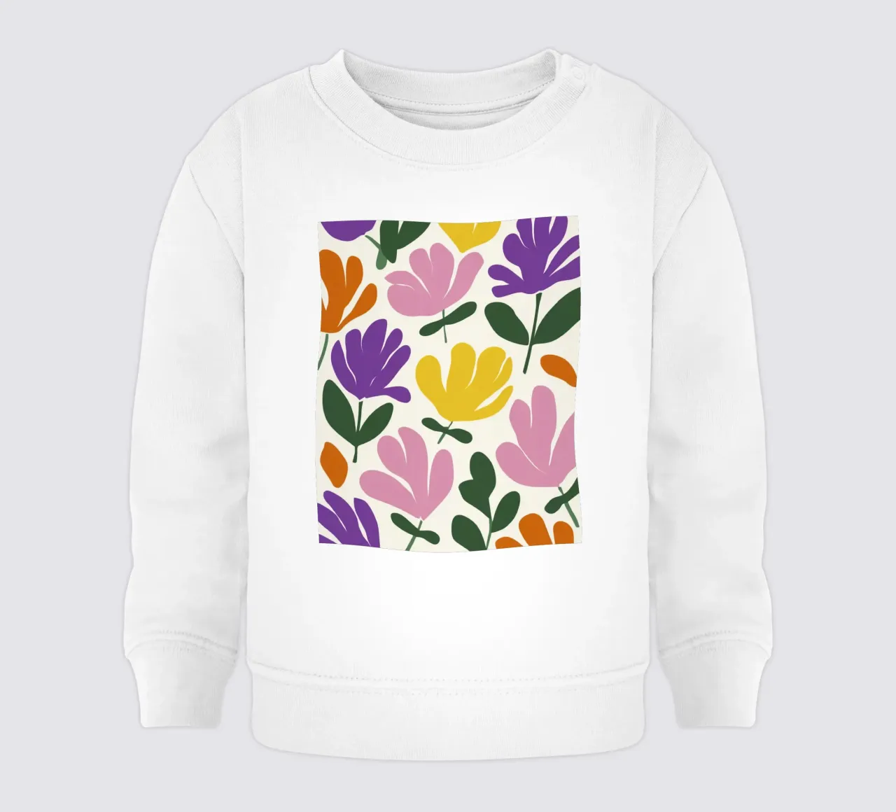 Forme botaniche astratte di fiori primaverili in un mix di colori retrò felpa neonato da Modern Muse