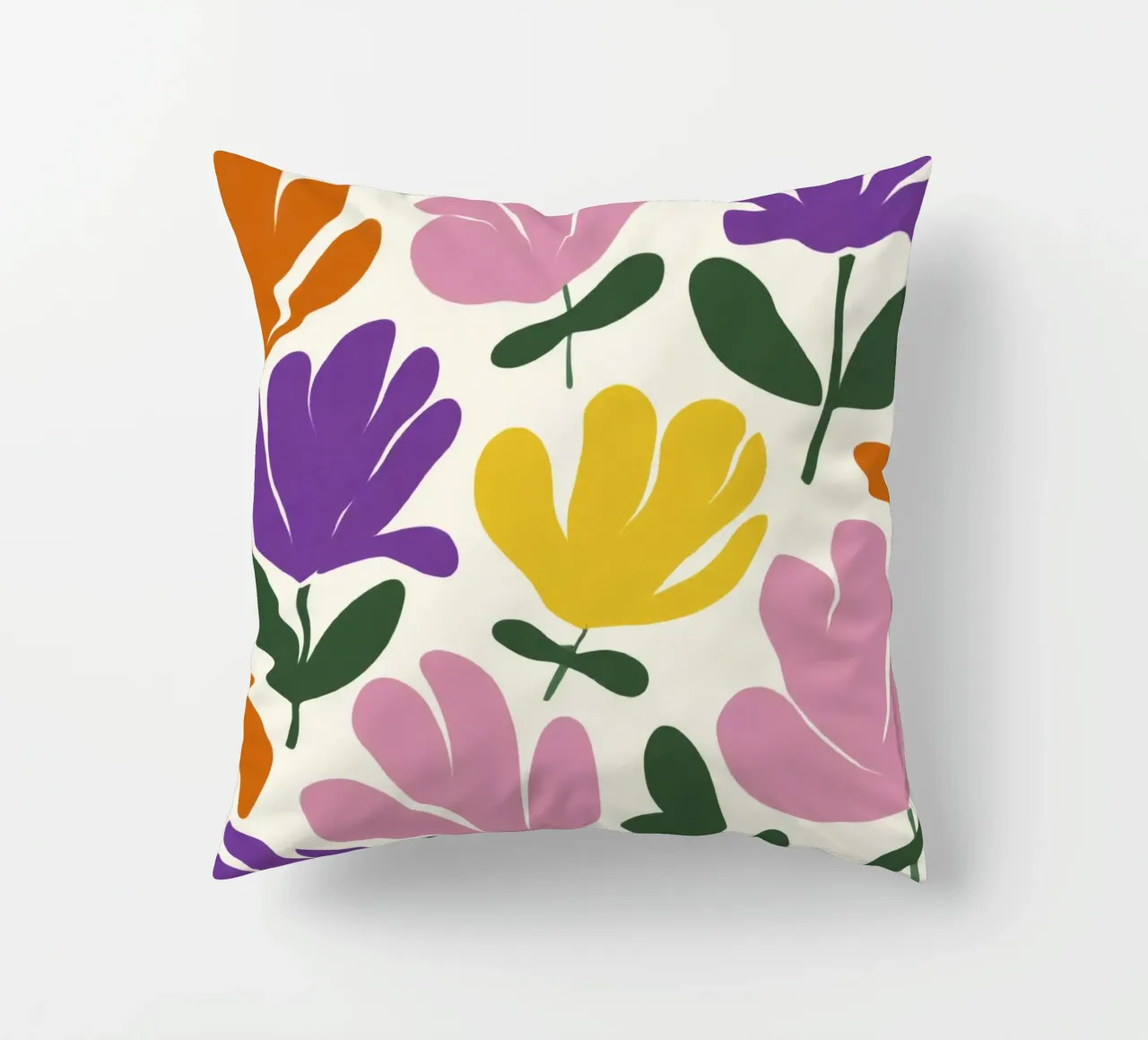 Forme botaniche astratte di fiori primaverili in un mix di colori retrò cuscino da Modern Muse