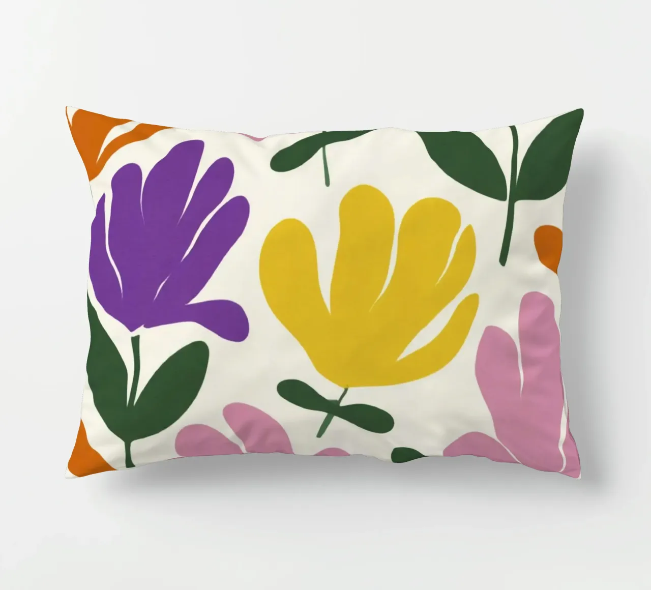 Forme botaniche astratte di fiori primaverili in un mix di colori retrò cuscino da Modern Muse