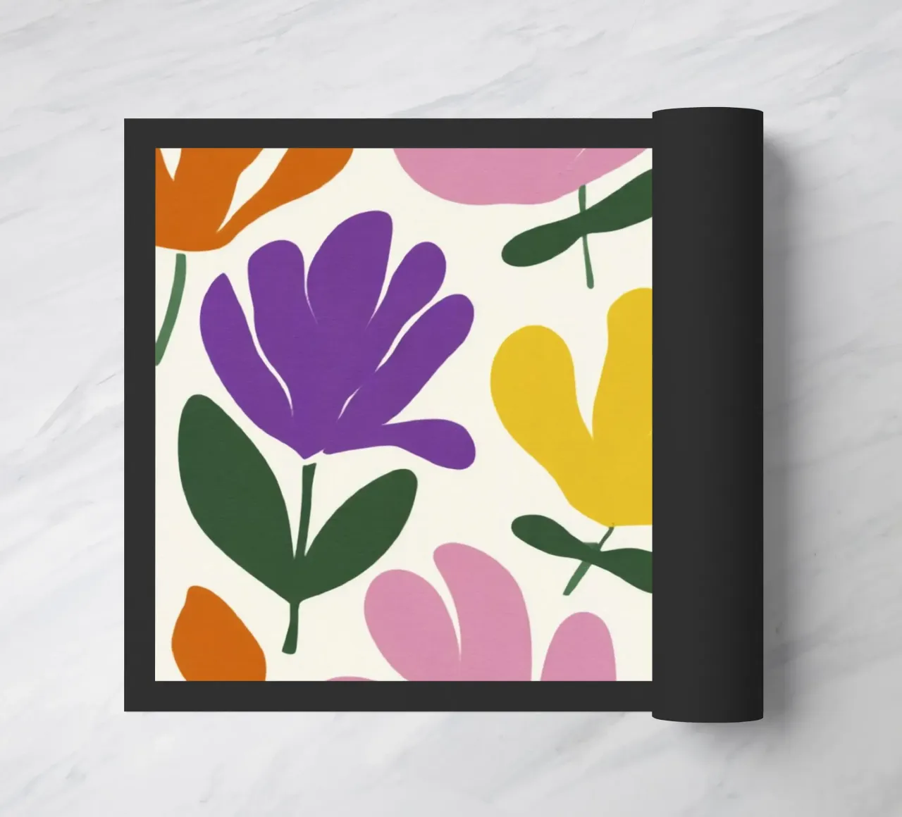 Forme botaniche astratte di fiori primaverili in un mix di colori retrò zerbino da Modern Muse