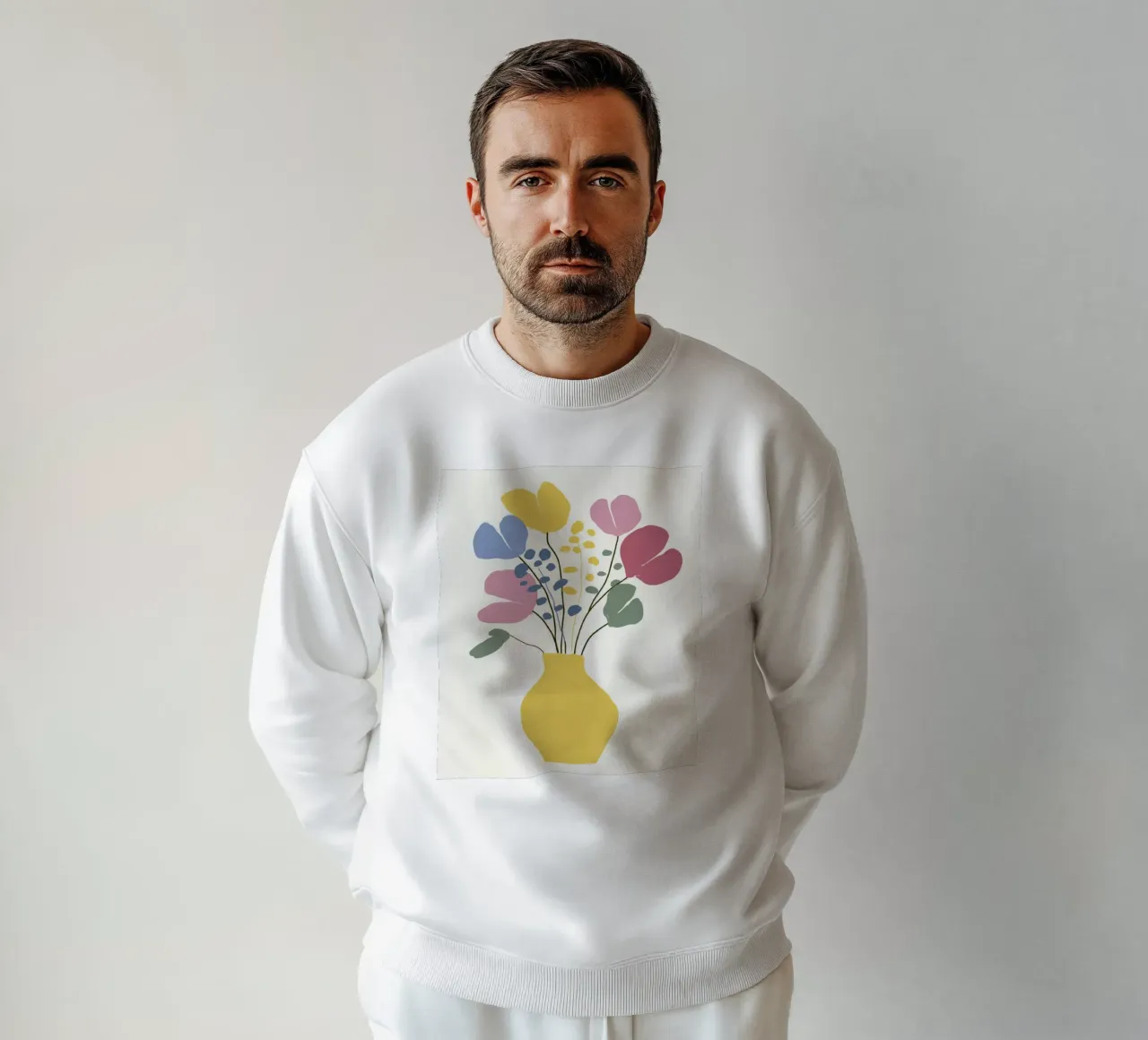 Flores abstractas en jarrón con colores retro veraniegos sudadera de Modern Muse