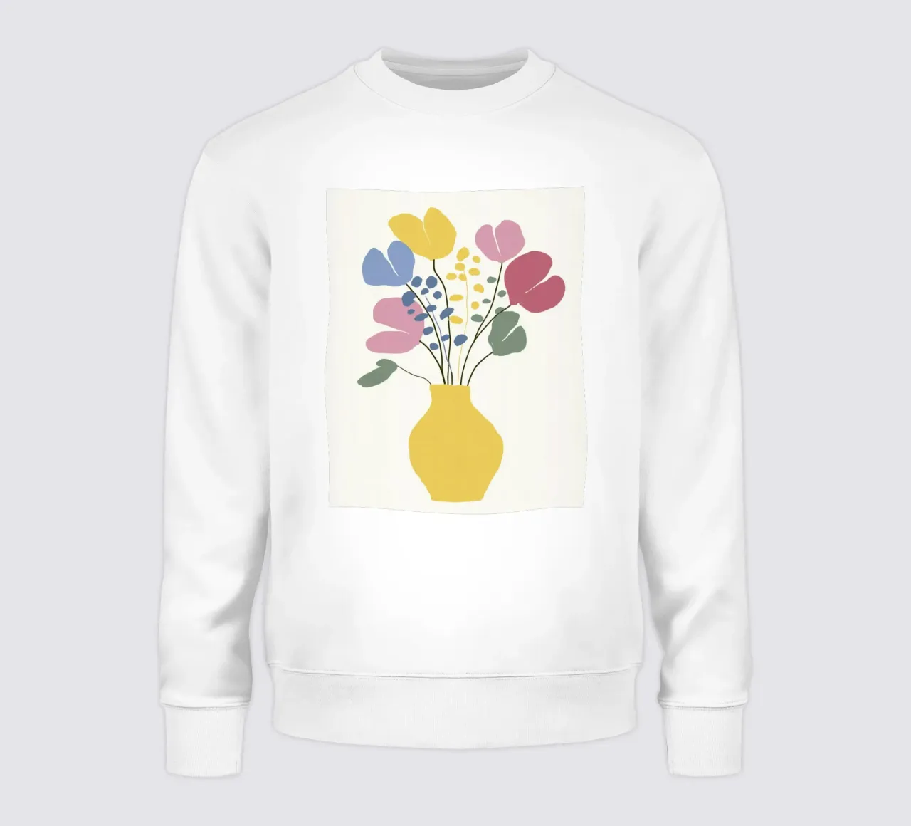 Flores abstractas en jarrón con colores retro veraniegos sudadera de Modern Muse