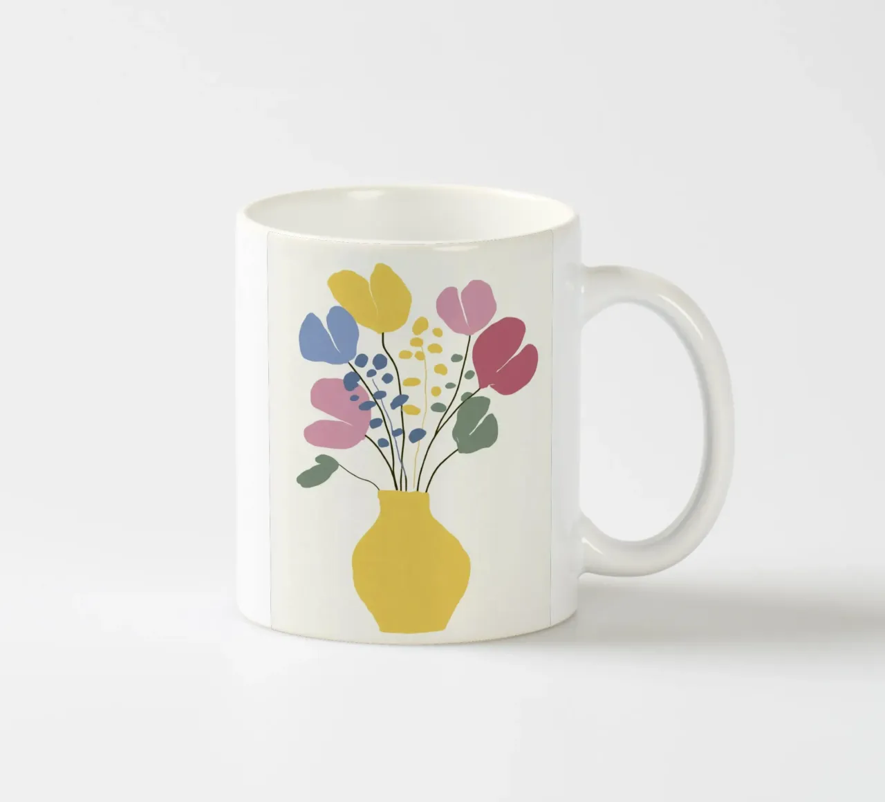 Abstracte bloemen in vaas in retro zomerkleuren keramische mok van Modern Muse