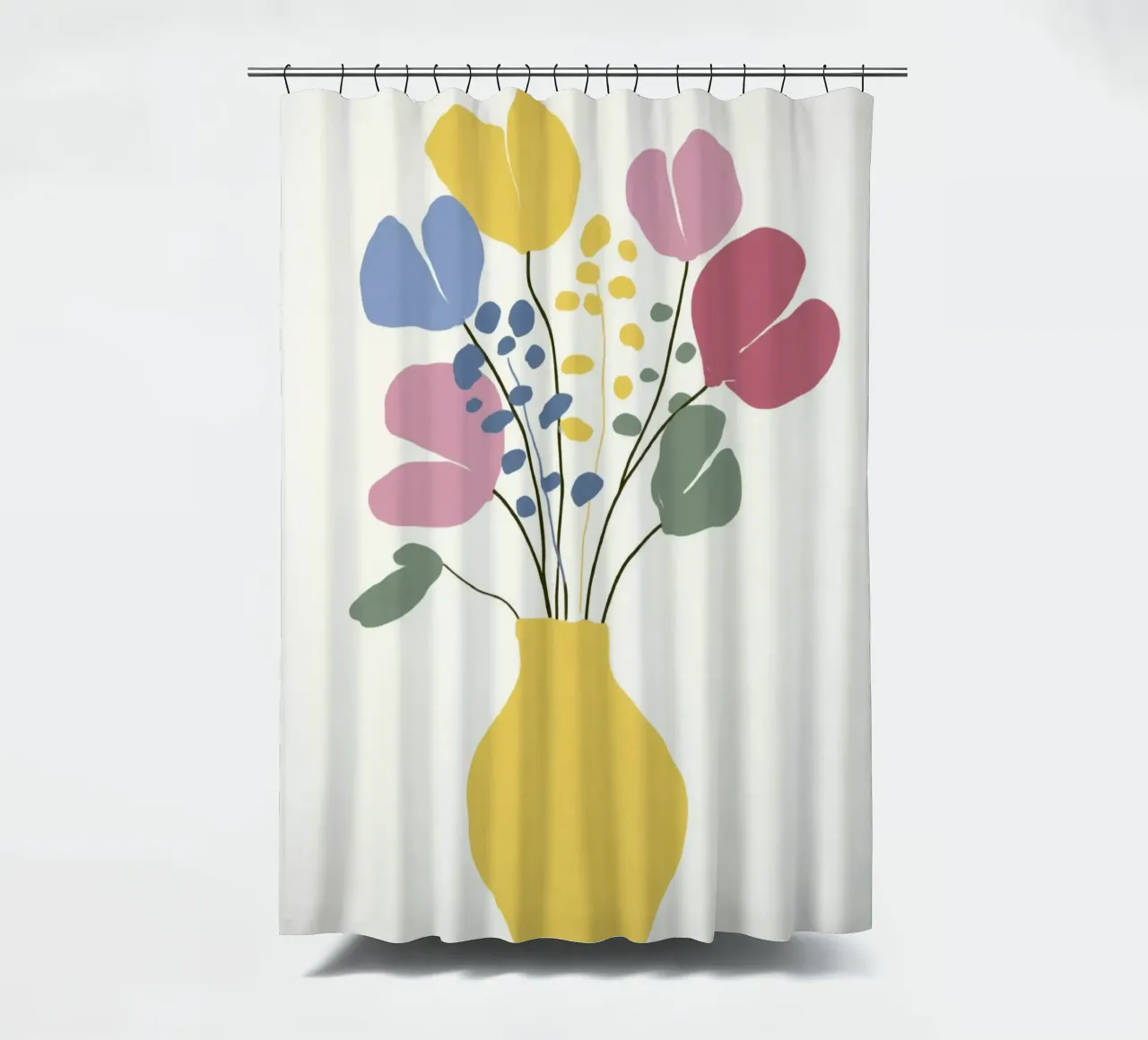 Abstrakte Blumen in Vase in Retro-Sommerfarben Duschvorhang von Modern Muse